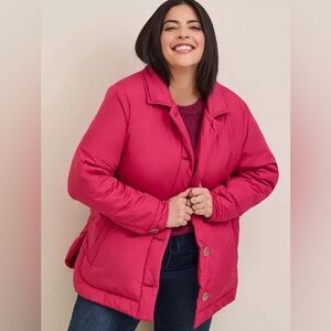 Vivacious Pink Puffer Shacket